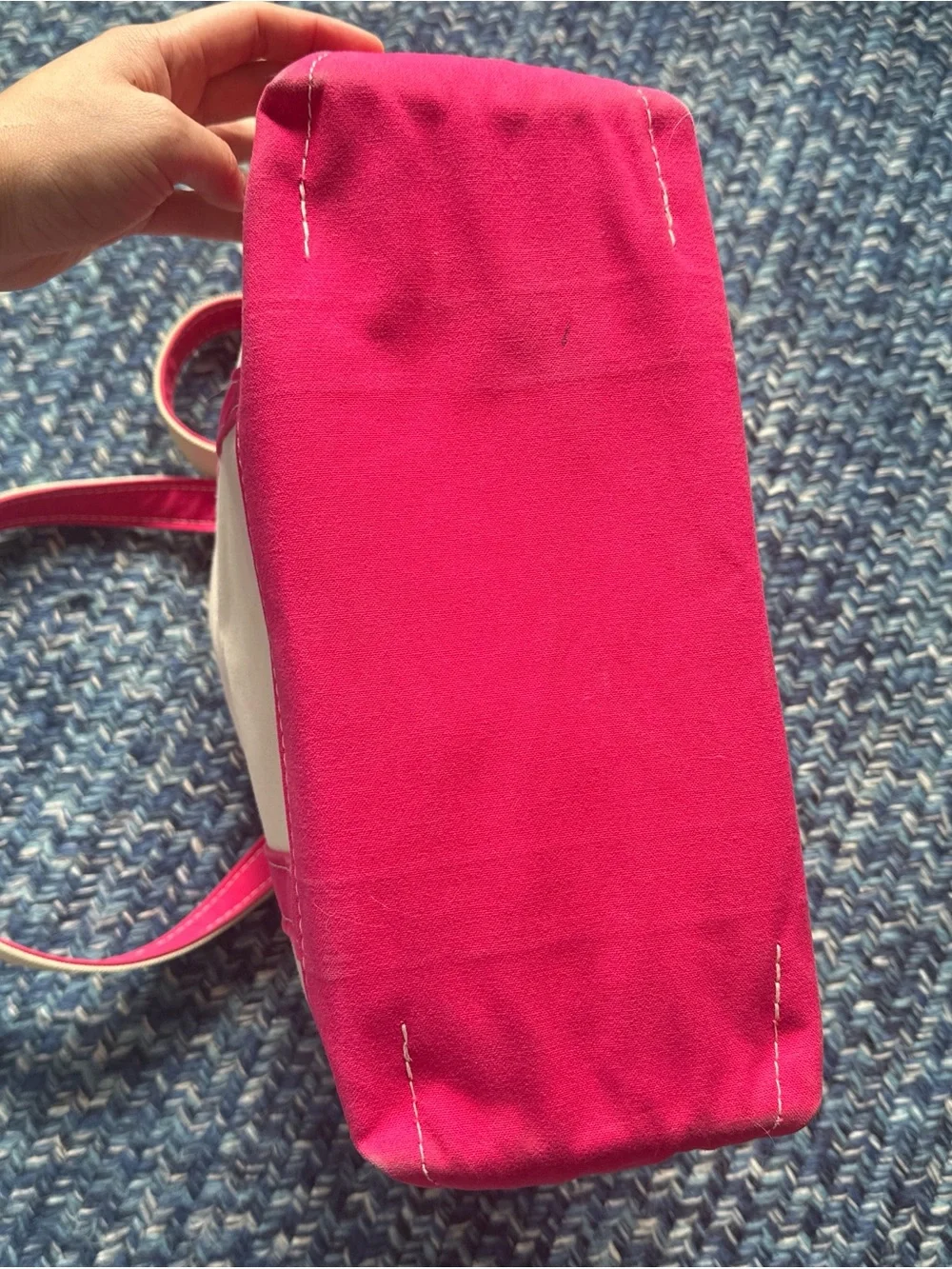 LL Bean boat and tote medium tote hot pink long handles